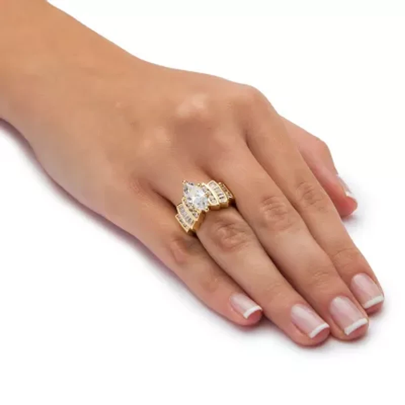 Womens 3 3/4 CT. T.W. Cubic Zirconia 14K Gold Over Brass Engagement Ring