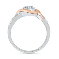 Promise My Love Womens 1/4 CT. T.W. Natural White Diamond 10K Rose Gold Over Silver Sterling Round Side Stone Ring