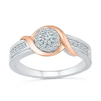 Promise My Love Womens 1/4 CT. T.W. Natural White Diamond 10K Rose Gold Over Silver Sterling Round Side Stone Ring
