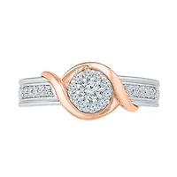 Promise My Love Womens 1/4 CT. T.W. Natural White Diamond 10K Rose Gold Over Silver Sterling Round Side Stone Ring