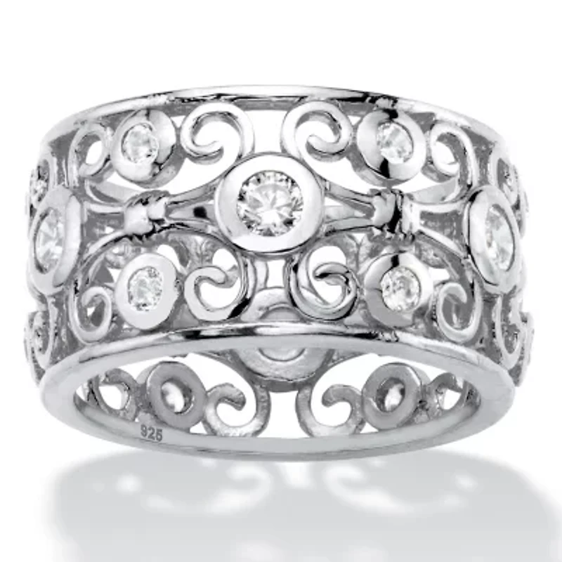 DiamonArt® Womens CT. T.W. White Cubic Zirconia Sterling Silver Cocktail Ring