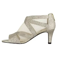 Easy Street Womens Dazzle Zip Open Toe Spike Pumps Heel