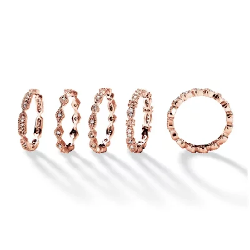 Womens 15MM 1 1/2 CT. T.W. Cubic Zirconia 14k Rose Gold Over Brass Band