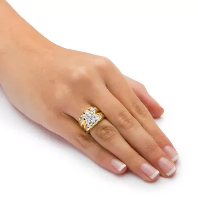 Womens Cubic Zirconia 14K Gold Over Brass Bridal Set