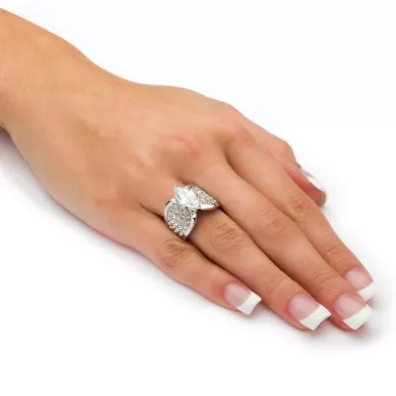 Womens 2 1/2 CT. T.W. Cubic Zirconia Platinum Over Silver Engagement Ring