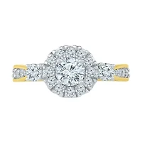 Promise My Love Womens 1 CT. T.W. Natural White Diamond 10K Gold Round Side Stone 3-Stone Engagement Ring