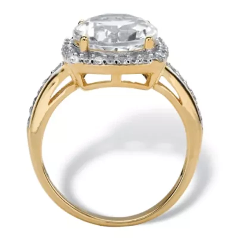 DiamonArt® Womens 4 1/4 CT. T.W. White Cubic Zirconia 14K Gold Over Silver Cocktail Ring