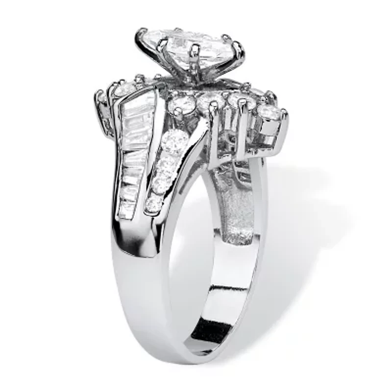 DiamonArt® Womens /4 CT. T.W. White Cubic Zirconia Platinum Over Silver Engagement Ring