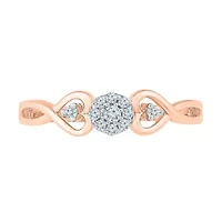 Promise My Love Womens 1/10 CT. T.W. Natural White Diamond 10K Rose Gold Round Ring