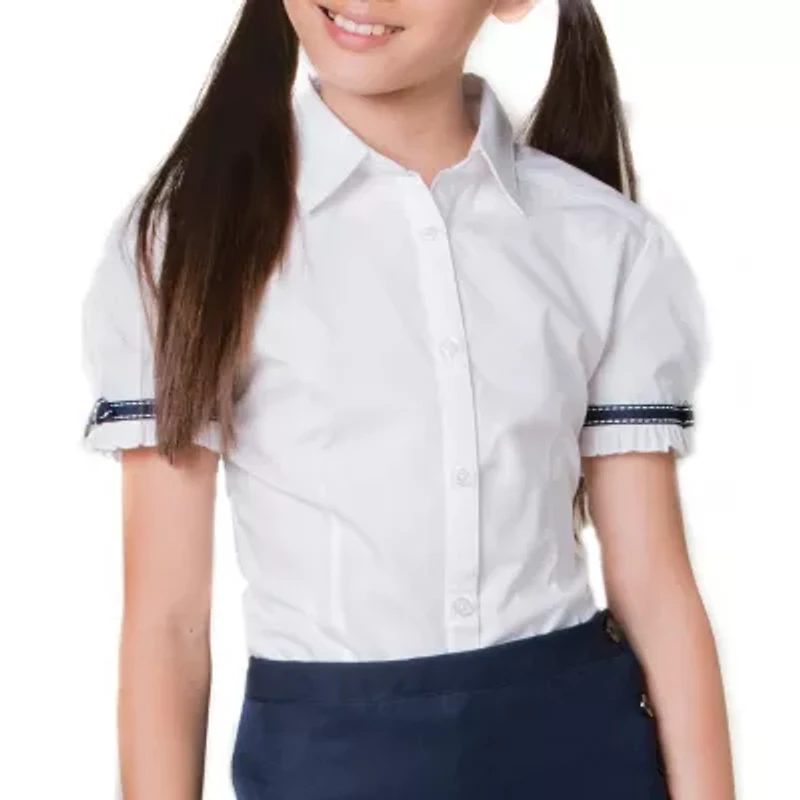 French Toast Little & Big Kid Girls Short Sleeve Embellished Blouse