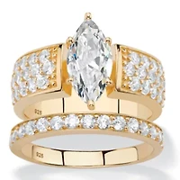 DiamonArt® Womens 3 CT. T.W. White Cubic Zirconia 14K Gold Over Silver Bridal Set