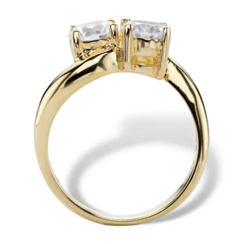 DiamonArt® Womens 2 CT. T.W. White Cubic Zirconia 14K Gold Over Silver Cocktail Ring