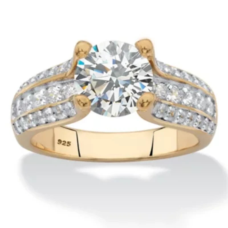DiamonArt® Womens 2 / CT. T.W. White Cubic Zirconia 14K Gold Over Silver Engagement Ring