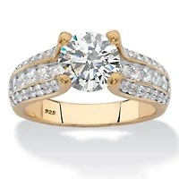 DiamonArt® Womens 2 / CT. T.W. White Cubic Zirconia 14K Gold Over Silver Engagement Ring
