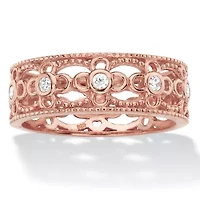 DiamonArt® 6.5MM 1/4 CT. T.W. White Cubic Zirconia 14K Rose Gold Over Silver Band