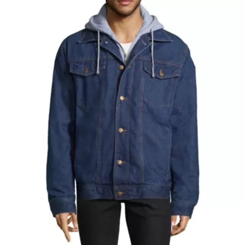 Victory Fleece Lined Hooded Mens Denim Midweight Jacket