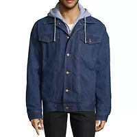 Victory Fleece Lined Hooded Mens Denim Midweight Jacket
