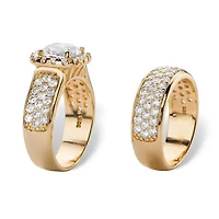DiamonArt® Womens 1/ CT. T.W. White Cubic Zirconia 14K Gold Over Silver Bridal Set