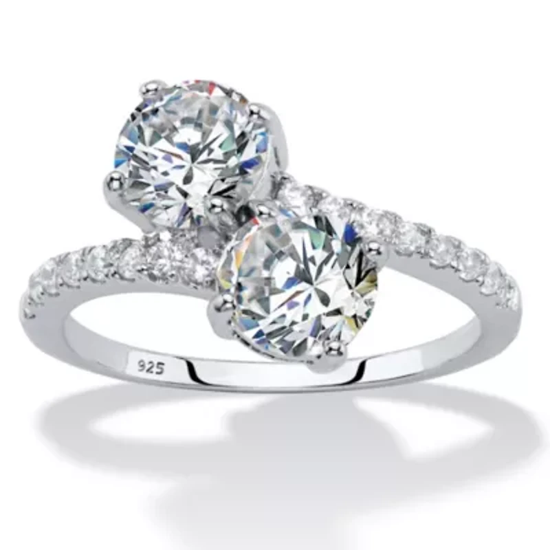 DiamonArt® Womens CT. T.W. White Cubic Zirconia Sterling Silver Cocktail Ring