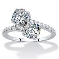 DiamonArt® Womens CT. T.W. White Cubic Zirconia Sterling Silver Cocktail Ring