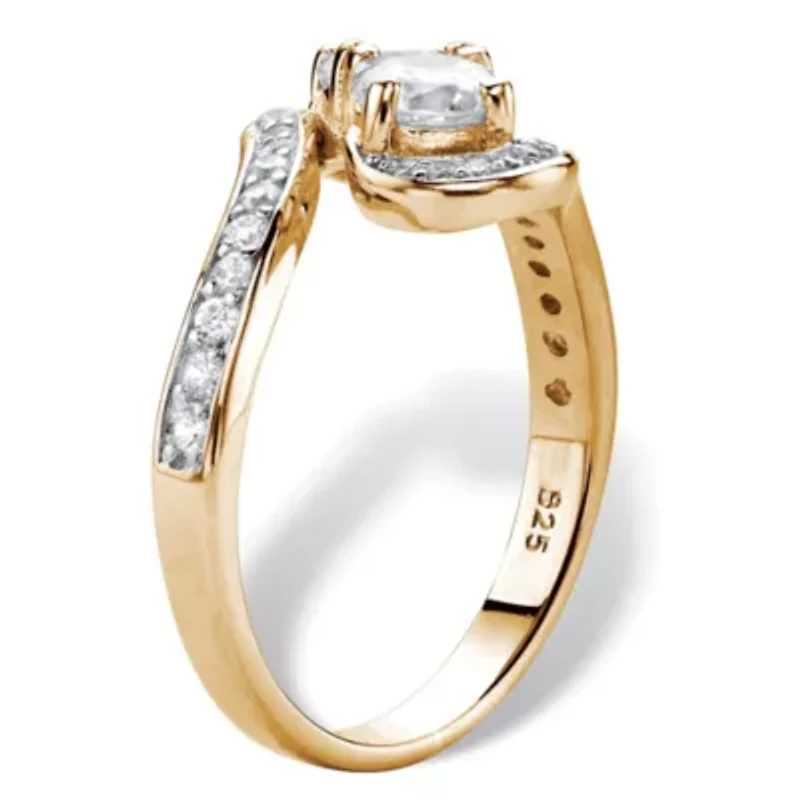 DiamonArt® Womens 1 3/8 CT. T.W. White Cubic Zirconia 14K Gold Over Silver Cocktail Ring