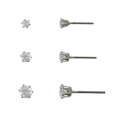 Mixit Womens Cubic Zirconia 3 Pair Earring Set