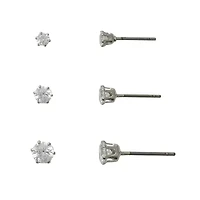 Mixit Womens Cubic Zirconia 3 Pair Earring Set