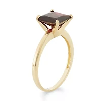 Womens Genuine Red Garnet 10K Gold Solitaire Cocktail Ring