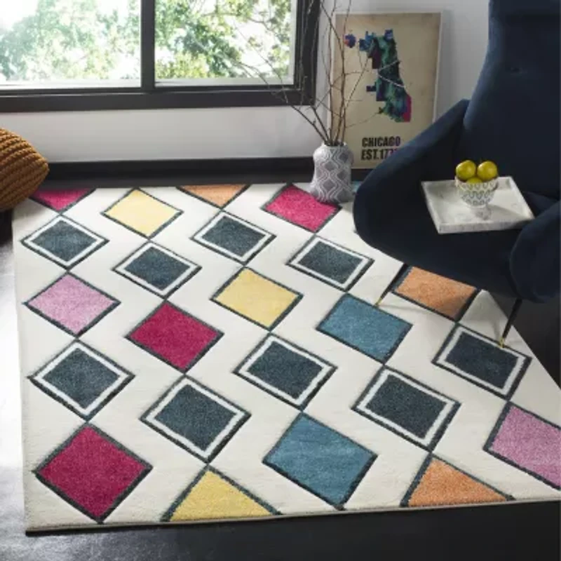 Safavieh Hollywood Collection Stripes Geometric Square Area Rug