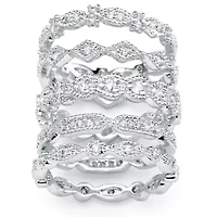 Womens 15MM 1 1/2 CT. T.W. Cubic Zirconia Pure Silver Over Brass Band