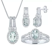 Womens Genuine Blue Aquamarine Sterling Silver 3-pc. Jewelry Set