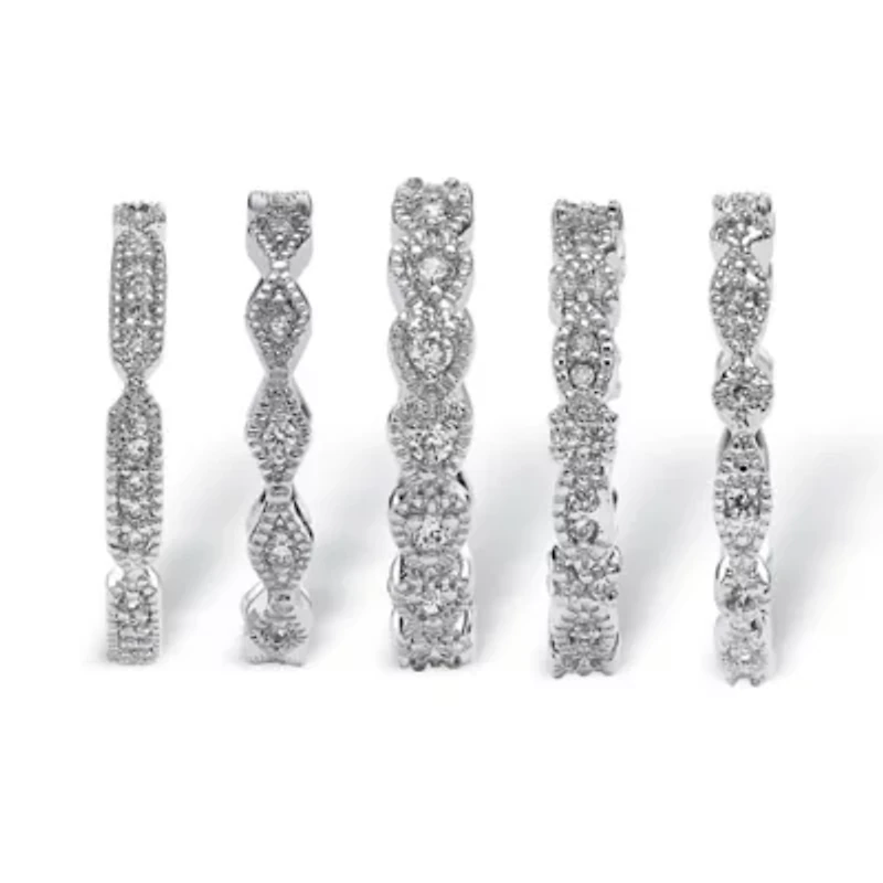 Womens 15MM 1 1/2 CT. T.W. Cubic Zirconia Pure Silver Over Brass Band