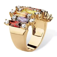 Womens Multi Color Cubic Zirconia 14K Gold Over Brass Cocktail Ring