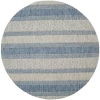 Safavieh Courtyard Collection Jessy Stripe Indoor/Outdoor Round Area Rug