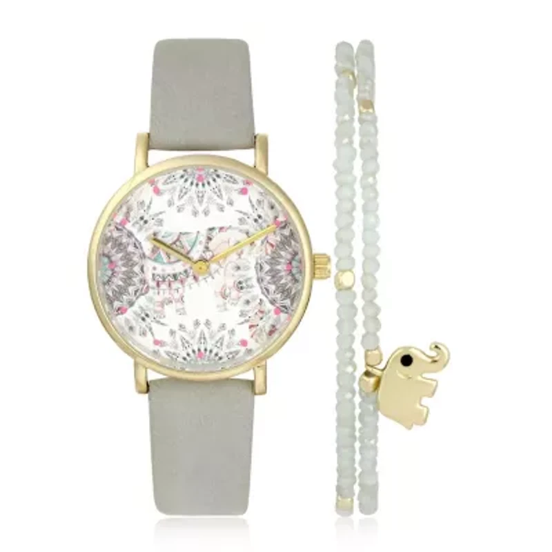 Mixit Womens Gray 2-pc. Watch Boxed Set Pt5957gd