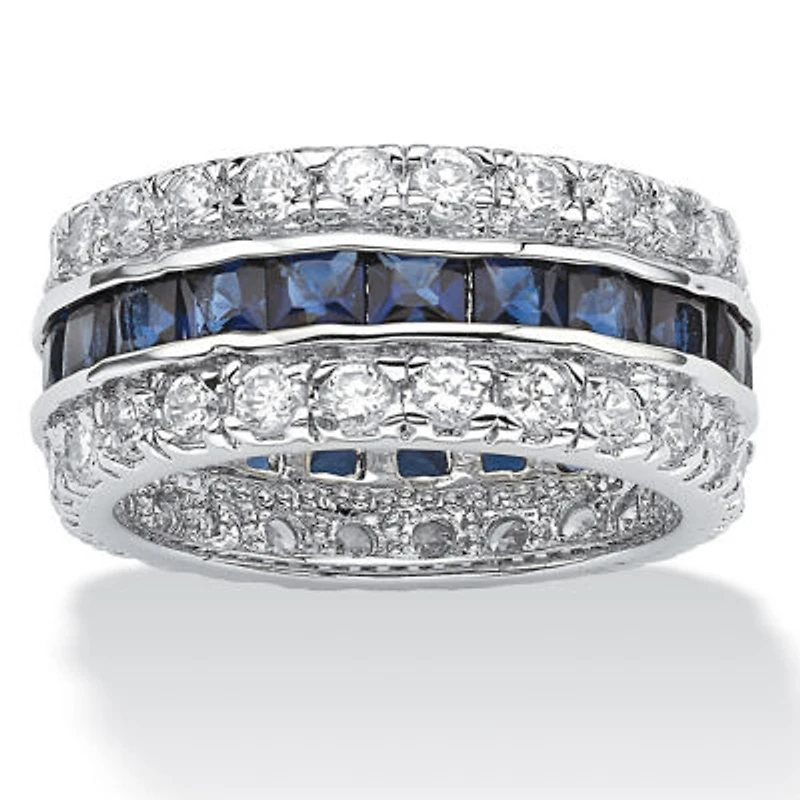 DiamonArt® 6MM Blue Cubic Zirconia Pure Silver Over Brass Band