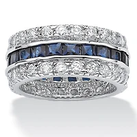 DiamonArt® 6MM Blue Cubic Zirconia Pure Silver Over Brass Band