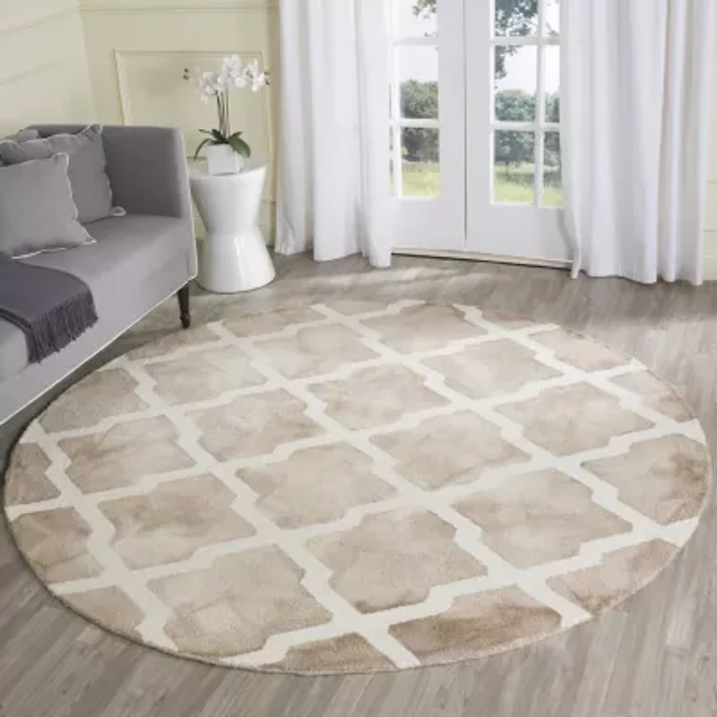 Safavieh Dip Dye Collection Petra Geometric Round Area Rug