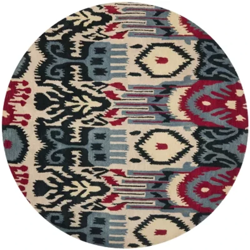 Safavieh Ikat Collection Eirann Geometric Round Area Rug