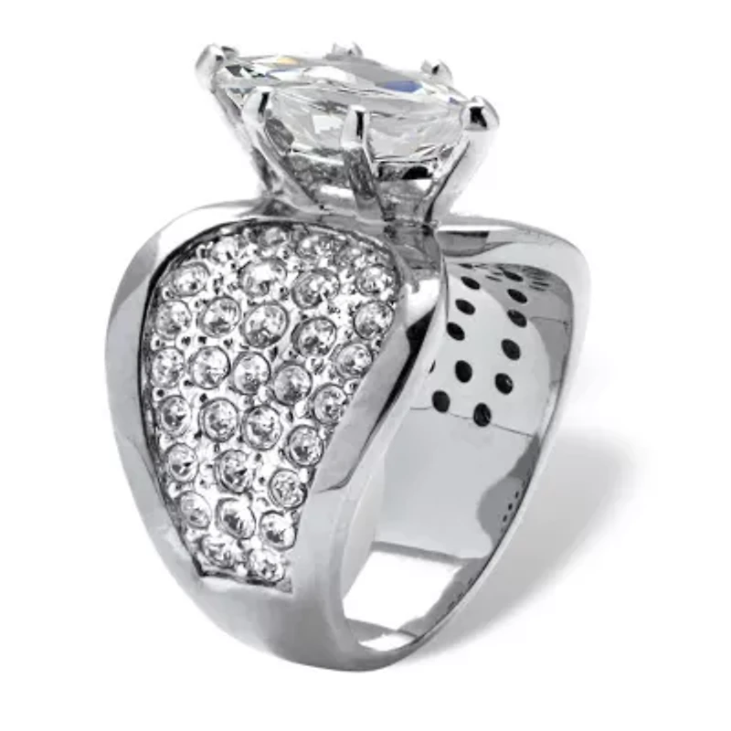 Womens 2 1/2 CT. T.W. Cubic Zirconia Platinum Over Silver Engagement Ring
