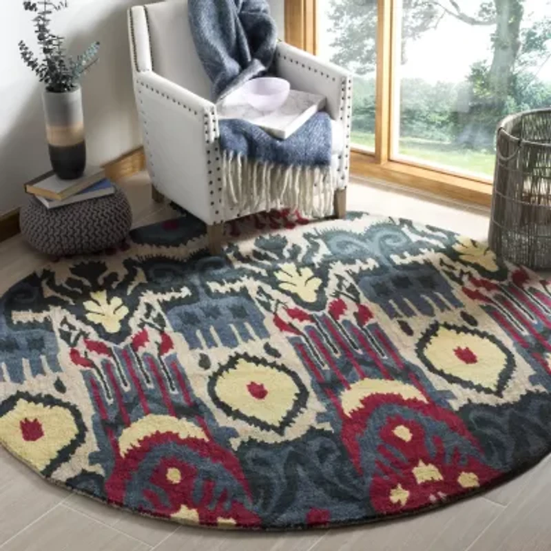 Safavieh Ikat Collection Eirann Geometric Round Area Rug