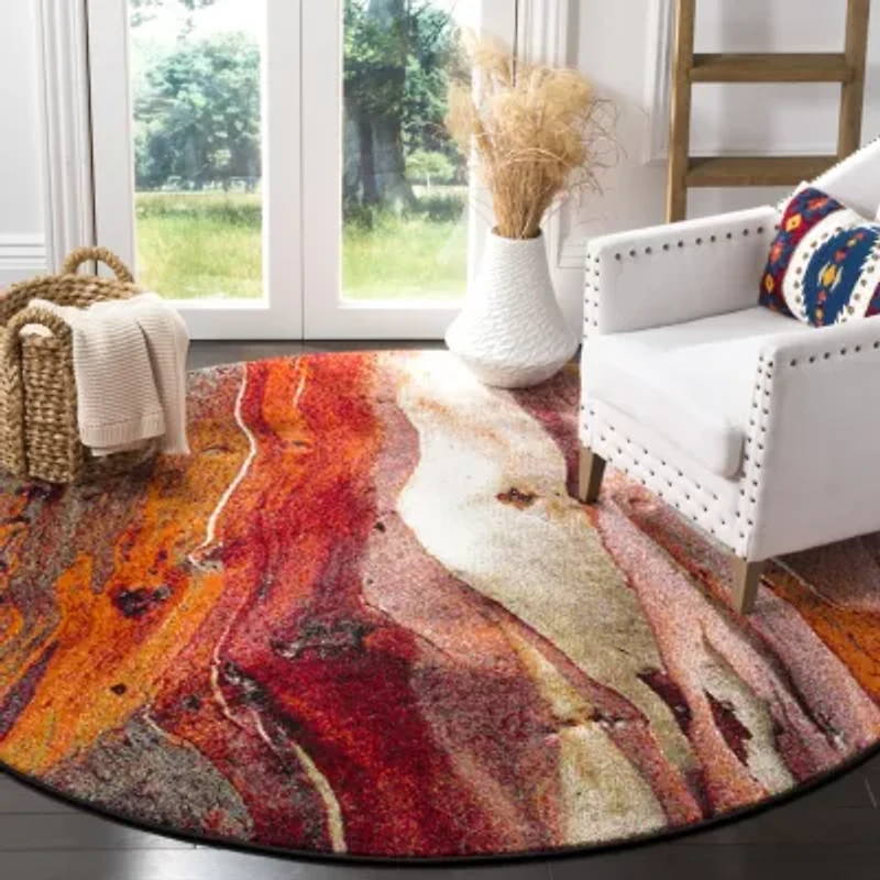 Safavieh Glacier Collection Jarrett Geometric Round Area Rug