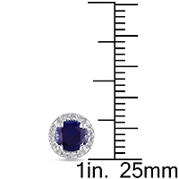 Diamond Accent Lab Created Blue Sapphire Sterling Silver 7.5mm Stud Earrings