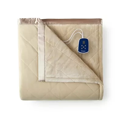 Micro Flannel Ultra Velvet Reversing To Quilted  Heated Blanket 3-pc. Electric Extra Weight