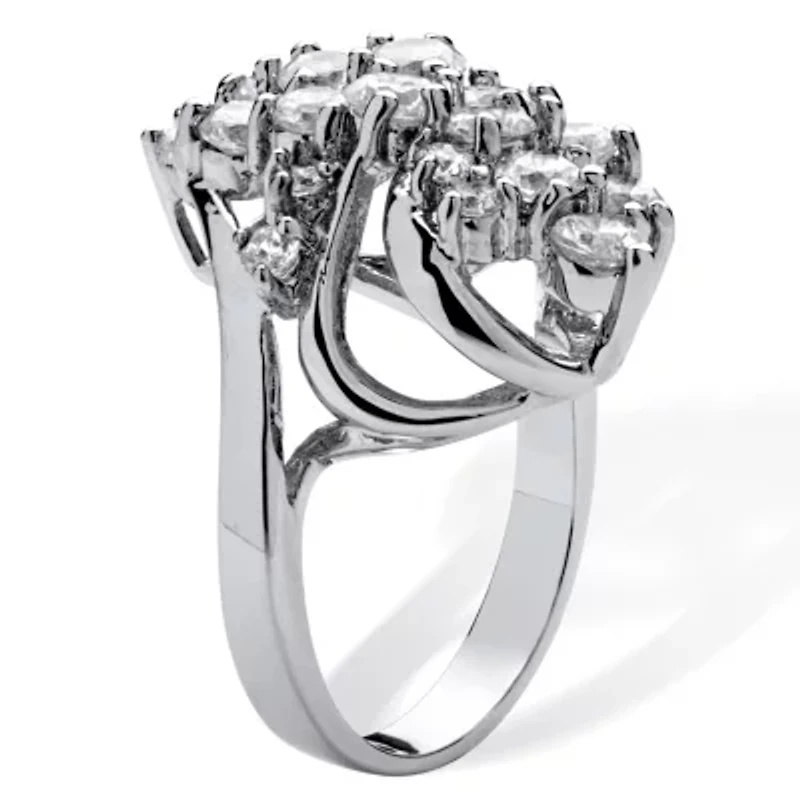 Womens 3 1/2 CT. T.W Cubic Zirconia Platinum Over Silver Cocktail Ring