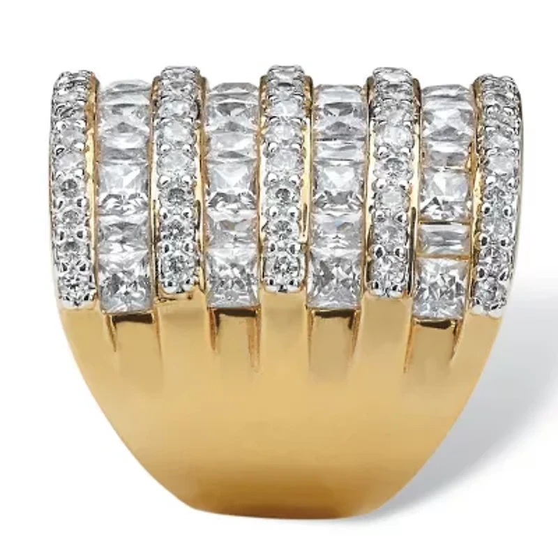 Womens Cubic Zirconia 14K Gold Over Brass Cocktail Ring