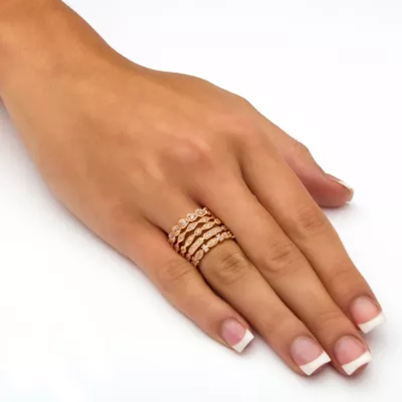 Womens 15MM 1 1/2 CT. T.W. Cubic Zirconia 14k Rose Gold Over Brass Band