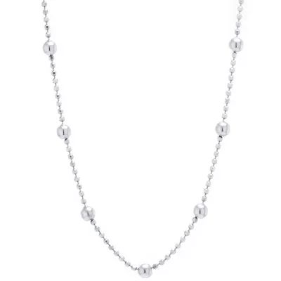 Silver Treasures Station Chain Bead Choker Womens Sterling Silver 12 Inch Choker Necklace