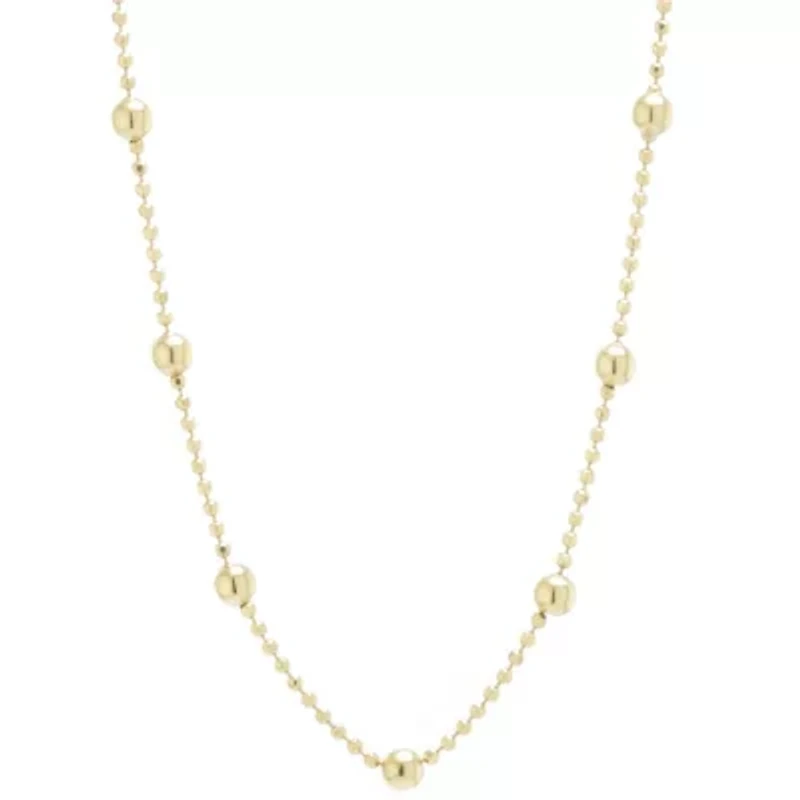Silver Treasures Station Chain 24K Gold Over Silver 12 Inch Bead Choker Necklace