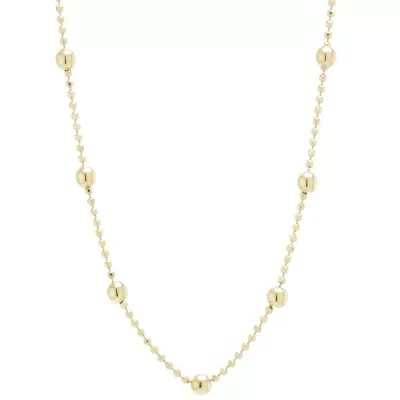 Silver Treasures Station Chain 24K Gold Over Silver 12 Inch Bead Choker Necklace